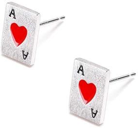 img 4 attached to 🎲 Stylish Sterling Silver Poker Stud Earrings: Ideal Hypoallergenic Jewelry for Women, Men, and Girls; Perfect Gift for Friends, Lovers, and Croupiers!