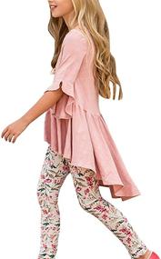 img 2 attached to 👚 Caitefaso Girls Cute Shirts - Ruffle Tunic Tops with 3/4 Sleeve, High Low Slim Blouses Tee for Summer and Fall, 3-9 Years