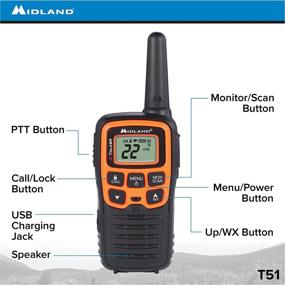 img 3 attached to 📻 Midland X-TALKER T51VP3: Extended Range FRS Two-Way Radio with NOAA Weather Alert - 3 Pack (Black/Orange)