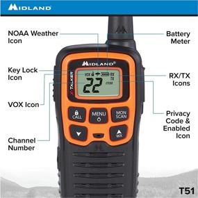 img 2 attached to 📻 Midland X-TALKER T51VP3: Extended Range FRS Two-Way Radio with NOAA Weather Alert - 3 Pack (Black/Orange)