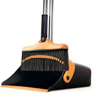 🧹 long handled broom and dustpan set - kitchen brooms with standing dust pan magic combo - rotation head lobby broom and standing dustpan for efficient floor cleaning - escobas with 90 cut bristles logo