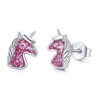 s925 sterling silver bunny/unicorn stud earrings - hypoallergenic cute easter/unicorn jewelry gifts for women & girls logo