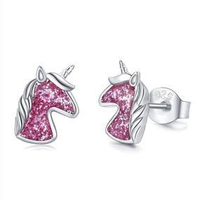 img 4 attached to S925 Sterling Silver Bunny/Unicorn Stud Earrings - Hypoallergenic Cute Easter/Unicorn Jewelry Gifts for Women & Girls