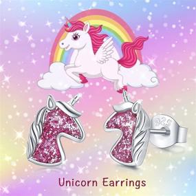 img 1 attached to S925 Sterling Silver Bunny/Unicorn Stud Earrings - Hypoallergenic Cute Easter/Unicorn Jewelry Gifts for Women & Girls