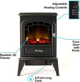 img 3 attached to e-Flame USA Aspen Electric Fireplace Stove - Realistic 3D Log and Fire Effect in Black