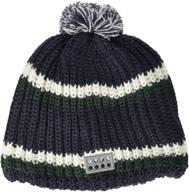 stay warm and stylish with lego wear 🧢 boys' fleece-lined knit striped wool hat: reflective detail included! logo