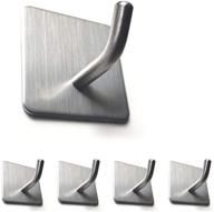 🧺 convenient mosilveron self-adhesive towel hooks: ideal wall hooks & key holders for a drill-free hanging solution | stainless steel 304, anti-fingerprint | perfect for office, kitchen, bedroom, and bathroom | ø 6mm hook (silver) logo