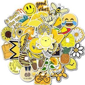 img 2 attached to 🌻 Yellow VSCO Cute Stickers [50pcs] - Mini Ins Vinyl Sticker for Water Bottles, Laptop, Phone Case, and More - Perfect Gift for Kids!