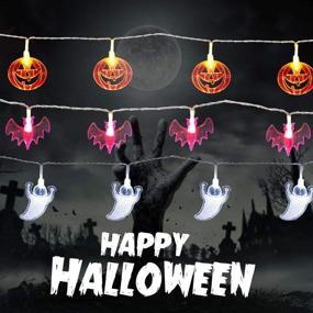 img 4 attached to 🎃 AODINI Halloween Lights: Delightful Decorations 3 Pack - Purple Bat, White Ghost, Orange Pumpkin, Battery Operated Indoor/Outdoor String Lights (20 LEDs per String, 9.8 ft)