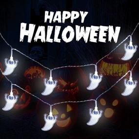 img 1 attached to 🎃 AODINI Halloween Lights: Delightful Decorations 3 Pack - Purple Bat, White Ghost, Orange Pumpkin, Battery Operated Indoor/Outdoor String Lights (20 LEDs per String, 9.8 ft)