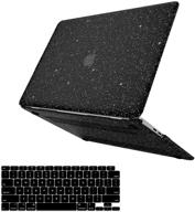 💻 чехол anban для macbook air 13 дюймов 2021 2020 2019 2018 года выпуска a2337 m1 a2179 a1932 с touch id, блестящая гладкая кожаная накладка для ноутбука + клавиатурный чехол, сияющий черный логотип