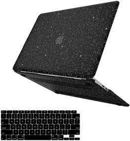 img 4 attached to 💻 Чехол Anban для MacBook Air 13 дюймов 2021 2020 2019 2018 года выпуска A2337 M1 A2179 A1932 с Touch ID, блестящая гладкая кожаная накладка для ноутбука + клавиатурный чехол, сияющий черный