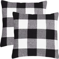 🎅 set of 2 ouddy buffalo plaid pillow covers, farmhouse cotton linen christmas throw pillows for outdoor, 18x18 christmas pillow covers for couch cases sofa porch, black and white christmas fall home decor logo