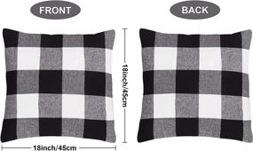 img 3 attached to 🎅 Set of 2 Ouddy Buffalo Plaid Pillow Covers, Farmhouse Cotton Linen Christmas Throw Pillows for Outdoor, 18x18 Christmas Pillow Covers for Couch Cases Sofa Porch, Black and White Christmas Fall Home Decor