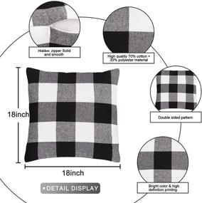 img 2 attached to 🎅 Set of 2 Ouddy Buffalo Plaid Pillow Covers, Farmhouse Cotton Linen Christmas Throw Pillows for Outdoor, 18x18 Christmas Pillow Covers for Couch Cases Sofa Porch, Black and White Christmas Fall Home Decor