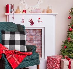 img 1 attached to 🎅 Set of 2 Ouddy Buffalo Plaid Pillow Covers, Farmhouse Cotton Linen Christmas Throw Pillows for Outdoor, 18x18 Christmas Pillow Covers for Couch Cases Sofa Porch, Black and White Christmas Fall Home Decor