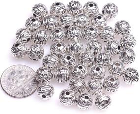 img 3 attached to 💎 GEM-Inside Tibetan Silver Loose Spacer Beads: Exquisite 8mm Antique Bag for Jewelry Making - 50 pcs