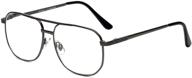 👓 calabria 1106 metal aviator reading glasses: stylish gun-metal or gold frame with 18 power option logo