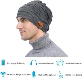 img 3 attached to 🎧 Pococina Grey Wireless Beanie Music Hat Cap with Headphones for Men, Women, and Teens