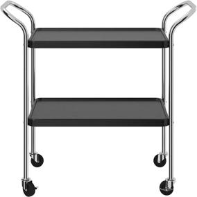 img 2 attached to COSCO Stylaire Serving Cart, 2 Tier - Black and Chrome