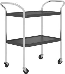 img 3 attached to COSCO Stylaire Serving Cart, 2 Tier - Black and Chrome