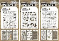 tim holtz - nine mini layering stencils for industrial designs: gears, plus, clockwork, numbered, crackle, typo, splatters, and bricked - sets 1, 2 &amp; 3 logo