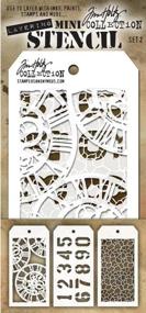 img 2 attached to Tim Holtz - Nine Mini Layering Stencils for Industrial Designs: Gears, Plus, Clockwork, Numbered, Crackle, Typo, Splatters, and Bricked - Sets 1, 2 &amp; 3