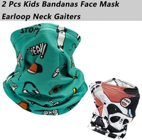 img 3 attached to 👧 Kids Neck Gaiter Face Mask Set - 2 Pieces, UV Protection, Ear Loops - Perfect for Boys & Girls