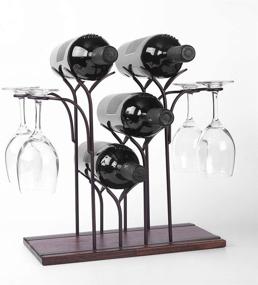 img 4 attached to 🍷 YCOCO Countertop Wine Rack: Stylish 4-Bottle and 4-Glass Holder Stand for Kitchen and Home Bar Décor in Elegant Bronze
