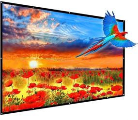 img 4 attached to 🎥 180 Inch HD Foldable Anti Crease Indoor Outdoor Movie Projection Screen, YF2009SZ – Portable Projector Screen 16:9 with Hooks and Ropes