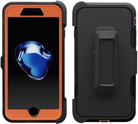 img 1 attached to Shockproof iPhone 7/8 Plus Case with Screen Protector, Holster & Belt Clip - ToughBox Armor Series in Black and Orange - Compatible with OtterBox Defender Clip