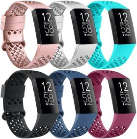 img 4 attached to 🏋️ Дышащие наручники для спорта [6 штук] Совместимые с Fitbit Charge 4 и Charge 3 - Для женщин и мужчин, маленький размер.