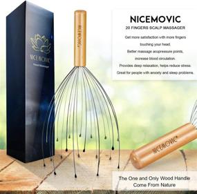 img 3 attached to 🌳 Wooden Scalp Massager, NICEMOVIC Handheld Head Massager Tools with 20 Fingers, Hair Scratcher for Deep Relaxation and Stress Relief, 2 Pack