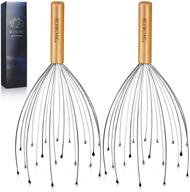 🌳 wooden scalp massager, nicemovic handheld head massager tools with 20 fingers, hair scratcher for deep relaxation and stress relief, 2 pack logo