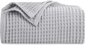 img 4 attached to 🛏️ HBlife Premium Queen Size 100% Cotton Blanket - Soft, Lightweight, and Breathable Waffle Weave Thermal Blanket for Home Decoration in Grey - Measures 90 X 90 Inches
