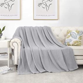 img 2 attached to 🛏️ HBlife Premium Queen Size 100% Cotton Blanket - Soft, Lightweight, and Breathable Waffle Weave Thermal Blanket for Home Decoration in Grey - Measures 90 X 90 Inches