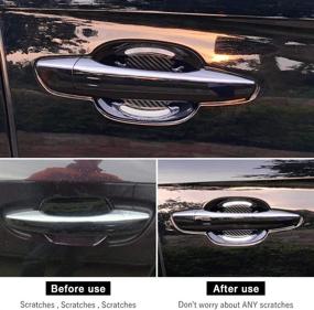 img 3 attached to Car Door Cup Handle Paint Scratch Protector Sticker 3D Carbon Fiber Universal Auto Door Handle Scratch Protection Cover Guard Film Car Door Handle Safety Reflective Strips (White