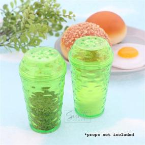 img 2 attached to 🌿 Vibrant Green Clear Plastic Salt and Pepper Shaker Set - Stylish Seasoning Dispensers