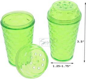 img 1 attached to 🌿 Vibrant Green Clear Plastic Salt and Pepper Shaker Set - Stylish Seasoning Dispensers