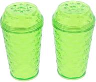 🌿 vibrant green clear plastic salt and pepper shaker set - stylish seasoning dispensers logo