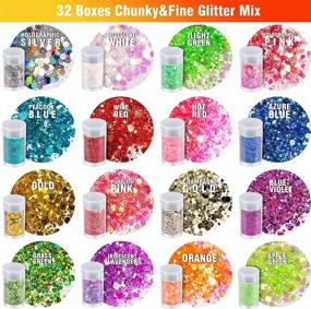 img 2 attached to Teenitor Festival Chunky & Fine Glitter Mix: 32 Vibrant Colors, Iridescent Flakes - Perfect for Cosmetic, Nail Art, Tumblers & Resin!