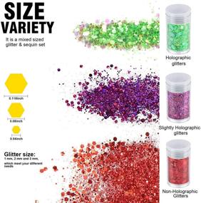 img 3 attached to Teenitor Festival Chunky & Fine Glitter Mix: 32 Vibrant Colors, Iridescent Flakes - Perfect for Cosmetic, Nail Art, Tumblers & Resin!