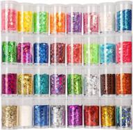 teenitor festival chunky & fine glitter mix: 32 vibrant colors, iridescent flakes - perfect for cosmetic, nail art, tumblers & resin! logo