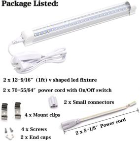 img 3 attached to 🔦 T8 V-Shape Integrated Single Fixture, 1FT Led Tube Light - High Lumen 6000k White - Utility Shop Light Set with Built-in ON/Off Switch, Pack of 2