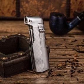 img 3 attached to 🔥 Refillable Butane Pipe Lighter with Soft Flame for Cigarette and Tobacco - Czech Pipe Tools for Father's Day or Husband's Gift (Silver)