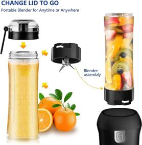 img 3 attached to 🐻 Bear Personal Blender for Shakes and Smoothies - 300W Small Single Serve Portable Countertop Blender with 20.3oz Tritan BPA Free Travel Blender Bottles in Black