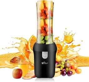 img 4 attached to 🐻 Bear Personal Blender for Shakes and Smoothies - 300W Small Single Serve Portable Countertop Blender with 20.3oz Tritan BPA Free Travel Blender Bottles in Black
