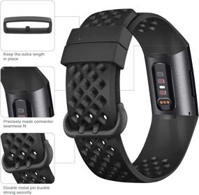 img 3 attached to 👀 Комплект из 4-х спортивных браслетов Mugust совместимых с Fitbit Charge 4/3 / 3 SE, силиконовые дышащие браслеты для женщин и мужчин - черный/ темно-синий/ белый/ серый, большие.