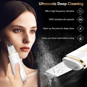 img 2 attached to 🧖 Skin Scrubber Face Spatula: LCD Blackhead Remover Pore Cleaner with USB Charger - Gold