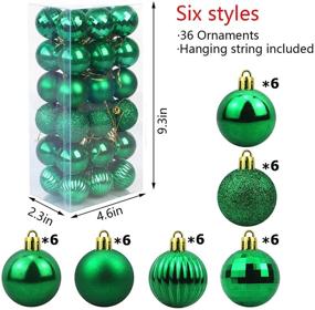 img 3 attached to 🎄 Shatterproof Green Christmas Ball Ornaments: 36-Piece Set for Holiday Wedding Party Decorations - 1.6" (4cm) Christmas Tree Decoration